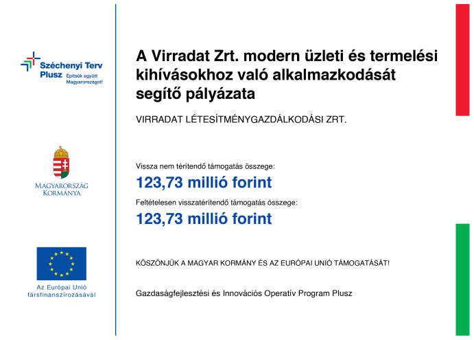 Virradat Zrt. modern üzleti és termelési kihívásokhoz való alkalmazkodását segítő fejlesztési pályázata